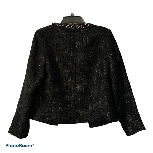 Fashion Bug Black Woven Chain Detail Jacket Coat 8 NWT - Picture 7 of 7